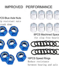 Blue Skateboard Truck Nuts And Axle Washers And Precision Spacers Pro Grade Hardware Kit For Longboards And Skateboards 8 Nuts 16 Washers 8 Spacers Durable Stainless Steel Hardware For Quick Upgrades