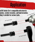 Half Inch Drive Master Impact Hex Bit Set, 20 Piece Hex Driver Socket Set For SAE And Metric, on electric and ratchet wrenches