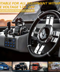 Beefy 8 Gang Rocker Switch Panel With 12V Waterproof Toggle Switches LED Digital Voltmeter in a vehicle dashboard setup