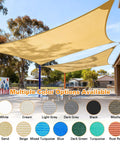 Sun Shade Sail 14 Ft By 14 Ft Sand Color With Curved Edges Commercial Grade 185GSM HDPE Blocks 95 Percent UV Rays