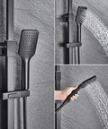 UMJIGF Shower System Set, Exposed Shower Faucet with handheld sprayer, featuring adjustable height, black finish.