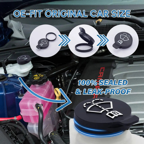 Two Pack Windshield Washer Fluid Reservoir Cap Leak Proof Seal Fits GMC Silverado Chevy Cadillac ATS Buick shown installed