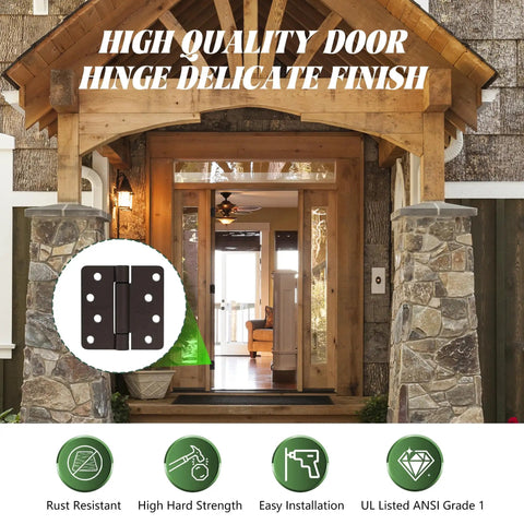Two Pack Self Closing Door Hinges With Oil Rubbed Bronze Finish for Easy No Fuss Auto Close Spring Loaded 4X4 Inch Hinges