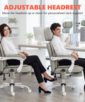 Massage Office Chair With Lumbar Heat For All Day Back Relief, Boss Level Ergonomic Executive Desk Chair, adjustable headrest shown