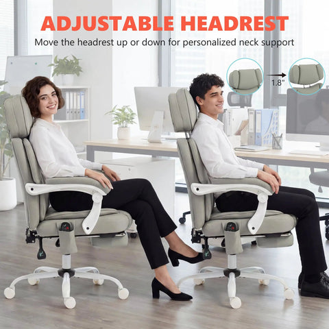 Massage Office Chair With Lumbar Heat For All Day Back Relief, Boss Level Ergonomic Executive Desk Chair, adjustable headrest shown