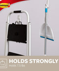 7.5 Lb Jumbo Utility Hook Kit With 1 Wall Hook And 4 Adhesive Strips No Tools Needed Damage Free Hanger For Organization And Storage Holds Backpacks Coats Towels And Decor used on a step ladder and mop