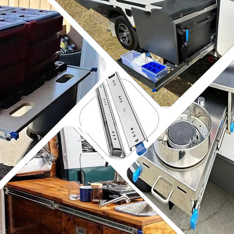 Heavy Duty Full Extension Drawer Slides With Locking Mechanism, Detachable For Easy Removal, 850 mm in use with RV