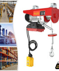 650 Watt Electric Cable Hoist 660 Lbs Capacity With Wireless Remote Control And Towing Sling, shown in industrial setting.