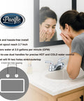 Woman using Lynden Bathroom Sink Faucet With Chrome Finish, Dual Levers For Quick Temperature And Water Pressure, Aerated Stream