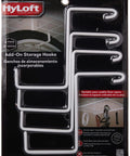 Add-On Storage Hook Accessory for Ceiling Rack White Holds 25 Lbs Each 4-Pack shown in retail packaging