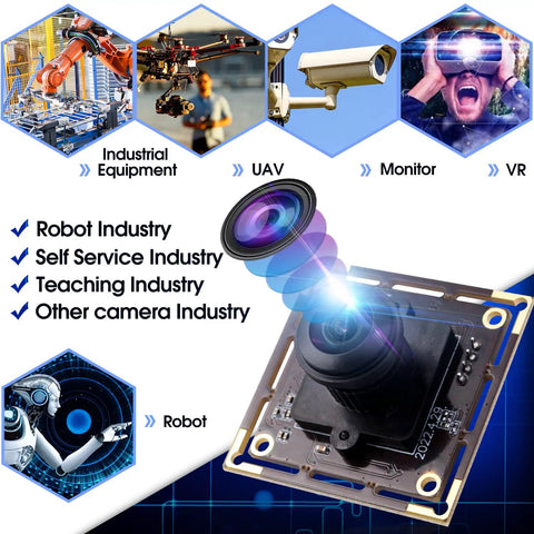 16MP Wide Angle USB Camera Module With 180 Degree Fisheye Lens for diverse industries and applications like robotics and VR.