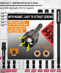 Ultimate 21 Piece Magnetic Nut Driver Set With Impact Socket Adapter Kit Bringing Heavy Duty Power Tools To Your Shop Featuring SAE Metric Power Drivers And Bit Holders In A Durable Red Case For Serious Mechanics Who Need High Torque Precision. 21-piece CR-V magnetic nut driver set in red case, 6-inch bit shown