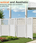 Outdoor Privacy Fence Screen With Lattice Mesh Panels For Yard Patio Backyard Conceals Air Conditioners Trash Cans Off White