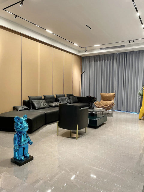 Sleek living room with Low Profile 4 Wire Magnetic Track Lighting System Flush Mount Aluminum Rail 39.4 Inch LED heads on ceiling