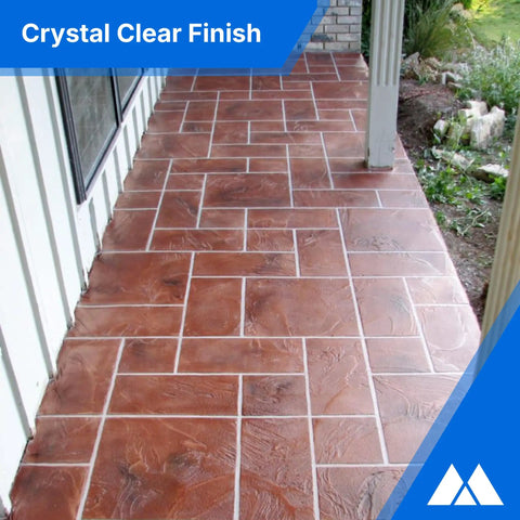 Heavy Hitter Concrete And Paver Sealer 20 Gallon Drum creates a slick semi gloss wet look finish on stamped concrete patio.