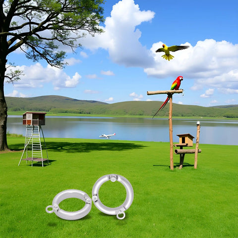 2 Pack Silvery Parrot Foot Rings For Small To Medium Birds With Easy Clip For Quick On Off Use Metal Bird Leg Bands For Training