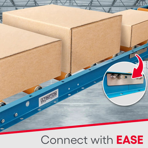 RS14 Conveyor Connector Plate Kit With 2 Steel Plates Zinc Plated Screws And Lock Nuts Heavy Duty Support on blue conveyor