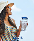 Woman holding a Washington Commanders 24oz Double Wall Insulated Tumbler Cup Keeps Drinks Cold Or Hot All Day BPA Free by Tervis