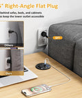 Slick Clutch Desk Power Grommet Featuring Retractable Usb C Cable Dual Ac Outlets And Multi Port Quick Charge Hub, with flat plug.