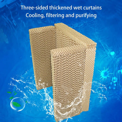 Three-sided thickened wet curtains for Beat The Heat Portable Swamp Cooler With Deep Water Tank delivering cooling and filtering.