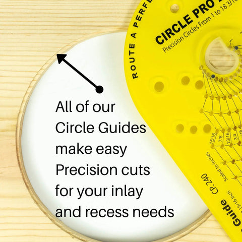 Rock Solid Router Circle Cutting Jig And Dead On Precision Router Guide for Flawless Rings with machined acrylic detail showing precision size marks.