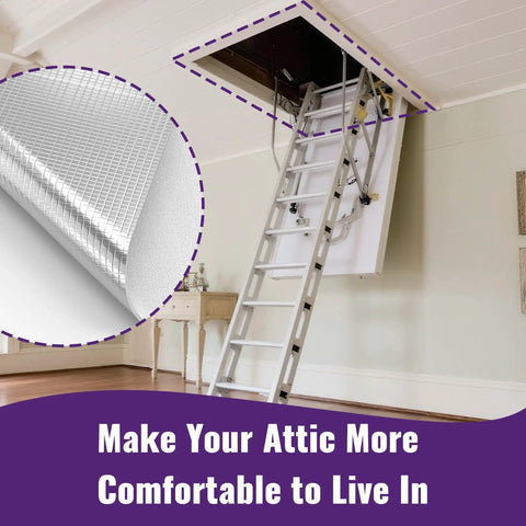Heavy Duty Attic Stairs Insulation Cover With Aluminum Foil Heat Barrier For Ceiling Access Door, showing cut to fit design.