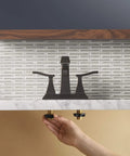 Truss Center Set Lavatory Faucet with lever handles and ceramic valves for leak-free performance in a modern bathroom setting.