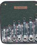 Seven Piece Ratcheting Box Wrench Set With Seven To Twenty One Millimeter Sizes, Twelve Point Offset, Reverse Ratchet Heads, Silver Finish