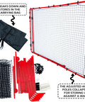 Adjustable 7x5 Volleyball Practice Rebounder Net for Quick Returns Portable Training Gear with components laid out