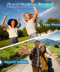 People gesturing to a camera for photos and videos, showcasing Foldable 1080P Drone With Camera For Kids And Beginners Easy To Fly Toy Gift.