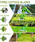 Four cutting blades of Powerful Cordless Electric Weed Wacker With Battery Power 3 In 1 Stringless Grass Trimmer