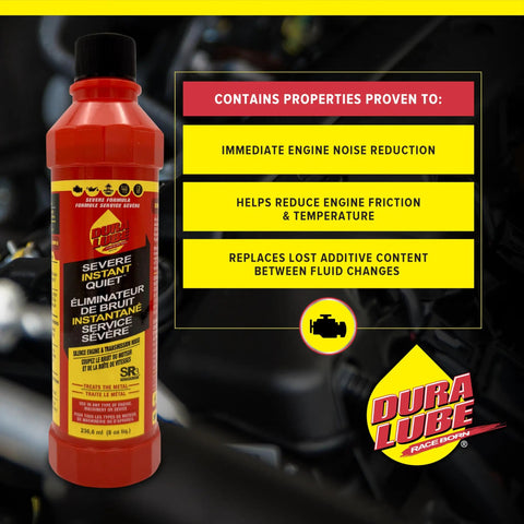 Severe Instant Quiet Lubricant For Engine Transmission And Power Steering Kills Knocks And Ticks Reduces Friction Prevents Wear Ideal For High Mileage Cars 8 Oz Bottle 6 Pack, red 8 oz bottle