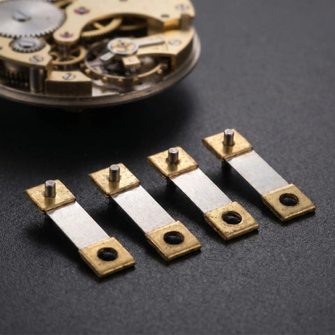 Old School Pendulum Suspension Spring Replacement Kit for Vintage Grandfather Clocks detail view of springs and clock mechanism
