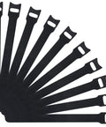 120 Pack Reusable 6 Inch Hook And Loop Cable Ties for easy cable management, adjustable straps in a fan layout, black fabric.