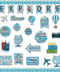 Travel The Map Bulletin Board Set For Classroom Decor With World Map Borders Adventure Cutouts And Explore Motivational Banners