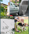 Collage displaying uses of Commercial Mop Sink Faucet With Vacuum Breaker, Wall Mount Utility Sink Faucet, 8 Inch Adjustable Center.