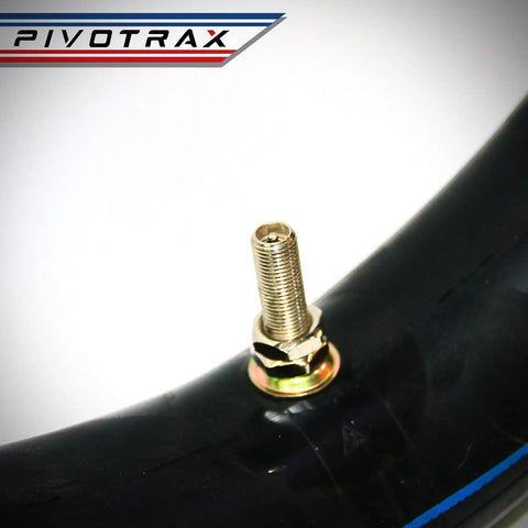 Close-up of Heavy Duty 3.00-12 Inner Tube for dirt bikes showing the 2mm thick butyl and TR4 valve