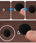 Plastic Self Tapping Screw Cap Covers Set with Self Adhesive Hole Covers for Wood Furniture, Black Finish, application process