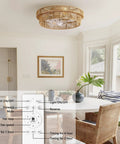 Keep Your Living Area Chill With This Dope Boho Rattan Ceiling Fan With Integrated Light And Flush Mount Low Profile Design Crafted For Smooth Airflow And Cozy Indoor Vibes Every Day in a bright dining area.