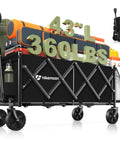 Extra Long 43 Inch Collapsible Wagon With Extended Tailgate 360 Pound Heavy Duty Utility Cart loaded with camping gear