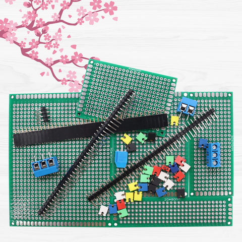 Double Sided Prototype PCB Board Kit For Maker-Friendly DIY Electronics Projects With 40 Pin 2.54mm Headers and terminals