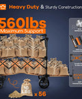 Heavy duty Double Deck Folding Wagon with 54 inch tailgate, 560 lb capacity, showcasing support with stacked sacks