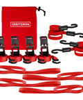 Straight Shooter 10 Piece Ratchet Strap Kit With Soft Loops And Stretchy Bungee Cords Heavy Duty Cargo Securing Set With Storage Bag.