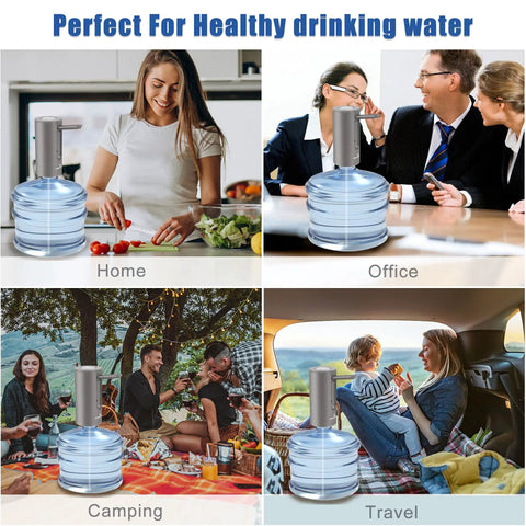 Foldable Automatic Water Bottle Pump For 1 To 5 Gallon Jugs Portable USB Rechargeable Electric Drinking Water Dispenser in use
