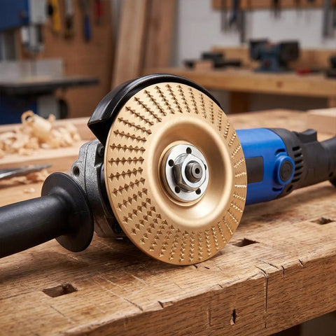 Duper Smooth 6pc Angle Grinder Wood Carving Discs With Vibration Reduction High Elastic Cushion For Easy Shaping Polishing And Grinding Long Sessions on a workbench