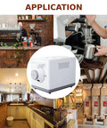 Automatic Coffee Bean Roaster With Nonstick Electric Pan For Peanuts Cashews And Chestnuts Featuring Adjustable Heat And Timer Knobs For Smooth No Sweat Home Roasting Top Shelf Results in stylish kitchen setting.