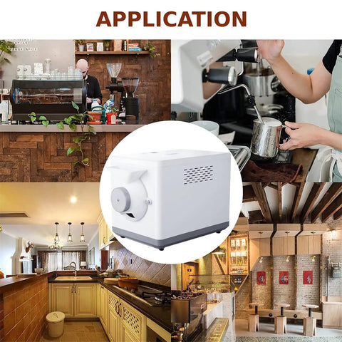 Automatic Coffee Bean Roaster With Nonstick Electric Pan For Peanuts Cashews And Chestnuts Featuring Adjustable Heat And Timer Knobs For Smooth No Sweat Home Roasting Top Shelf Results in stylish kitchen setting.