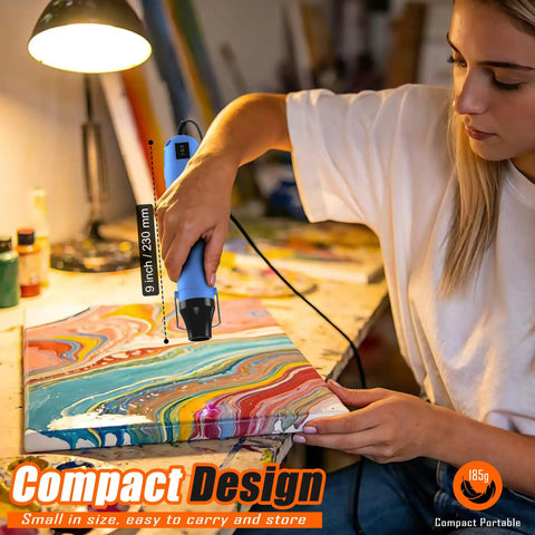Person using Dual Temp Heat Gun With Two Speed Settings 250C And 350C 482F And 662F Fast Heat For DIYers on craft project