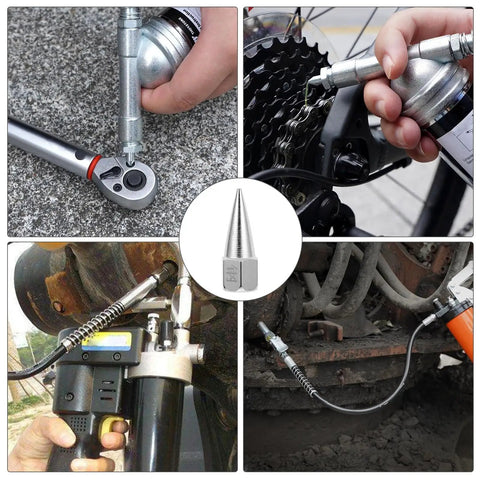 Five-Piece Steel Grease Nozzle Replacement Tips Kit For Equipment And Machinery in use on various machinery