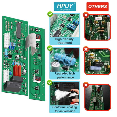 Replacement Refrigerator Main Control Jazz Board W10503278 with highlighted features compared to others.